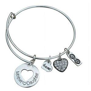 Mother Daughter Silver Plated Dangle Charm Bracelet
